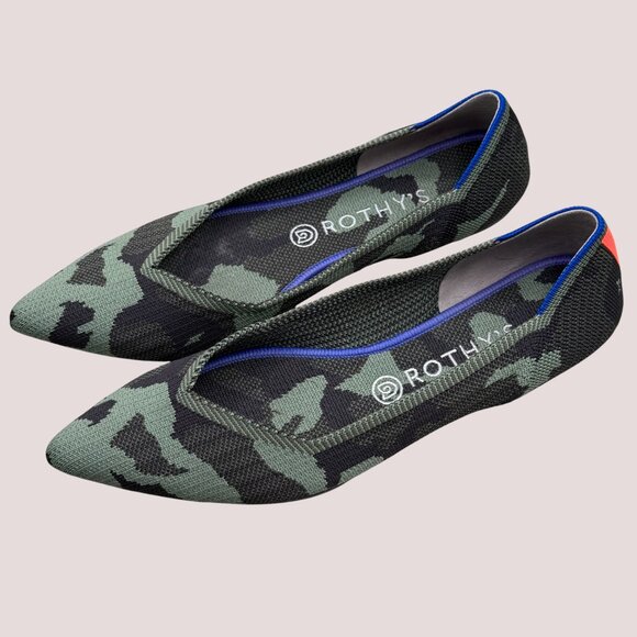 Rothy's The Point Ballet Pointed Flats Womens Size 10.5 Camo Knit Slip On - Picture 1 of 10